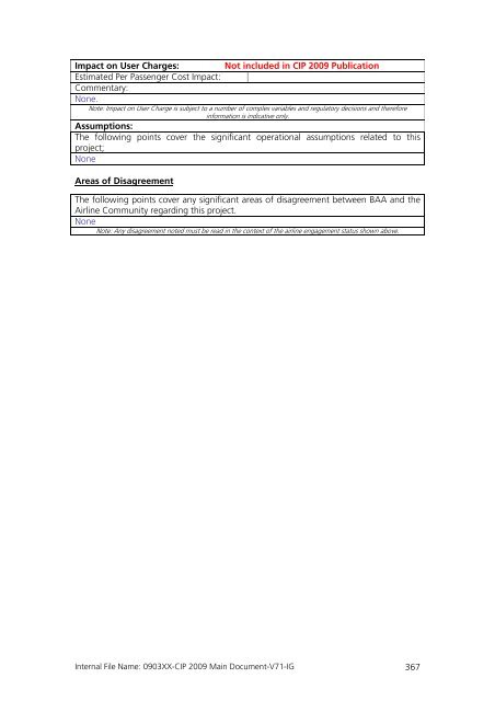 Capital Investment Plan 2009 - Heathrow Airport