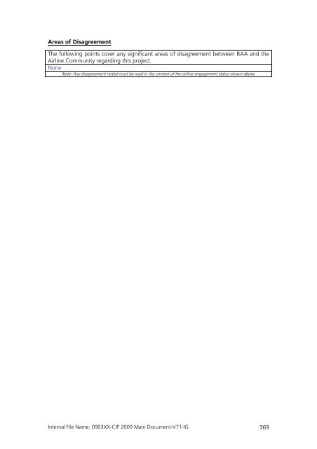 Capital Investment Plan 2009 - Heathrow Airport