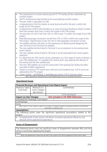 Capital Investment Plan 2009 - Heathrow Airport