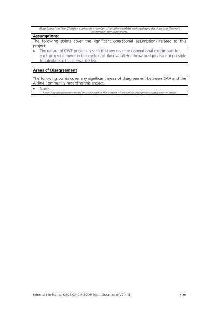 Capital Investment Plan 2009 - Heathrow Airport