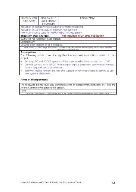 Capital Investment Plan 2009 - Heathrow Airport