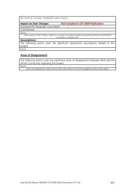 Capital Investment Plan 2009 - Heathrow Airport