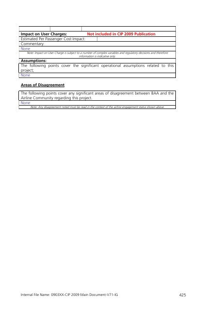 Capital Investment Plan 2009 - Heathrow Airport