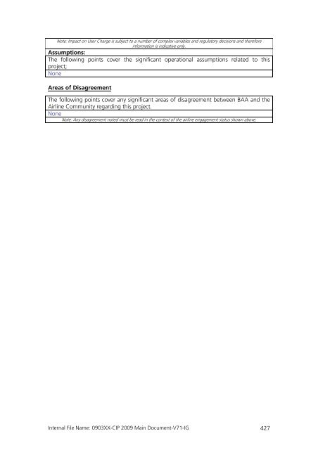 Capital Investment Plan 2009 - Heathrow Airport