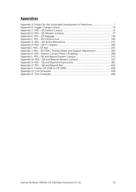 Capital Investment Plan 2009 - Heathrow Airport