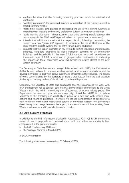 Capital Investment Plan 2009 - Heathrow Airport