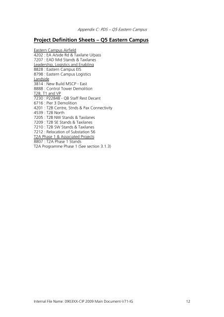 Capital Investment Plan 2009 - Heathrow Airport