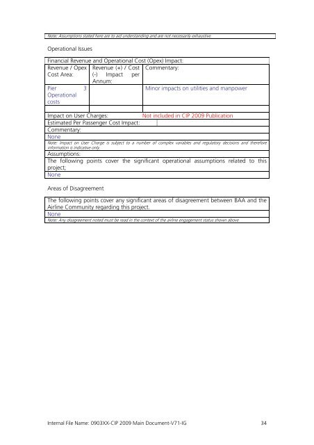 Capital Investment Plan 2009 - Heathrow Airport