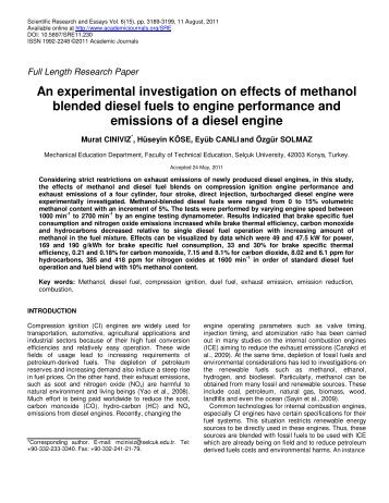 An experimental investigation on effects of methanol blended diesel ...