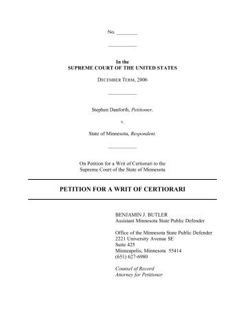 PETITION FOR A WRIT OF CERTIORARI - SCOTUSblog