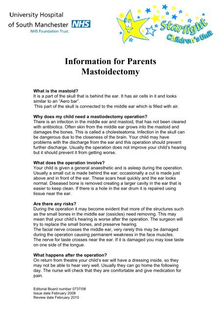 Information for Parents Mastoidectomy - UHSM