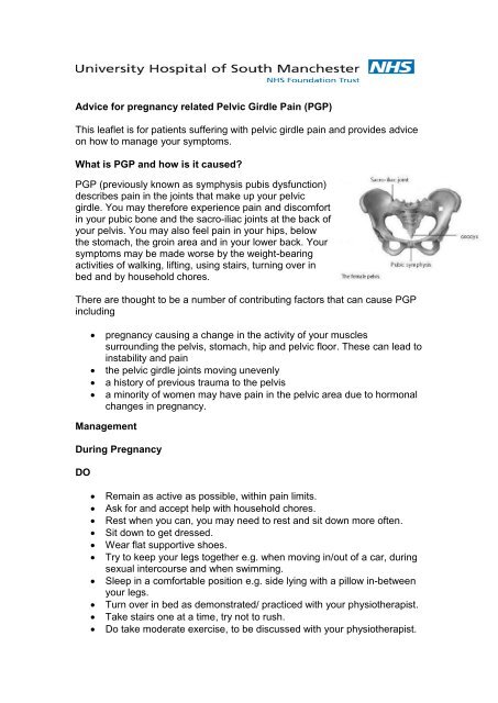 Advice For Pelvic Girdle Pain Uhsm