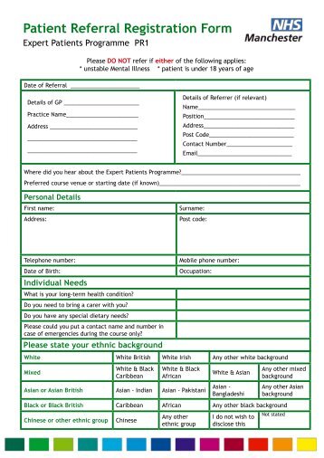 Patient Referral Registration Form - UHSM