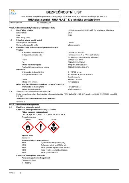 UHU plast spezial - UHU PLAST 17g lahviÄka se Å¡tÄteÄkem