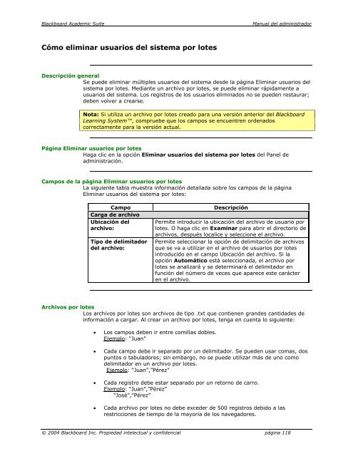 Blackboard Academic Suite™ Manual del administrador