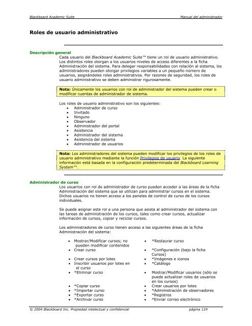 Blackboard Academic Suite™ Manual del administrador