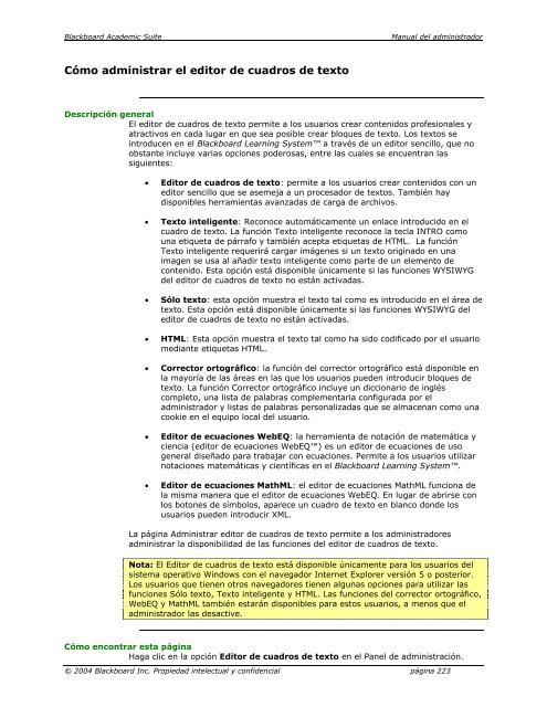 Blackboard Academic Suite™ Manual del administrador