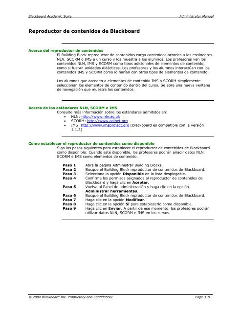 Blackboard Academic Suite™ Manual del administrador