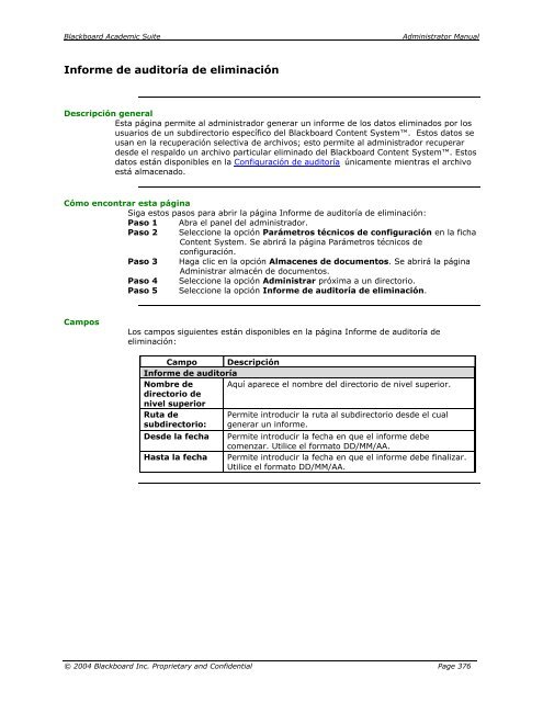 Blackboard Academic Suite™ Manual del administrador