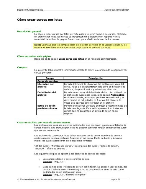 Blackboard Academic Suite™ Manual del administrador