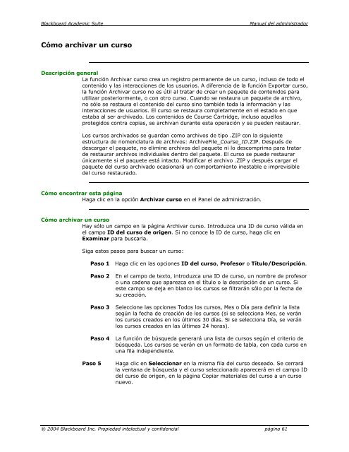 Blackboard Academic Suite™ Manual del administrador