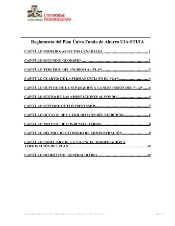 Reglamento del Plan Único Fondo de Ahorro UIA-STUIA