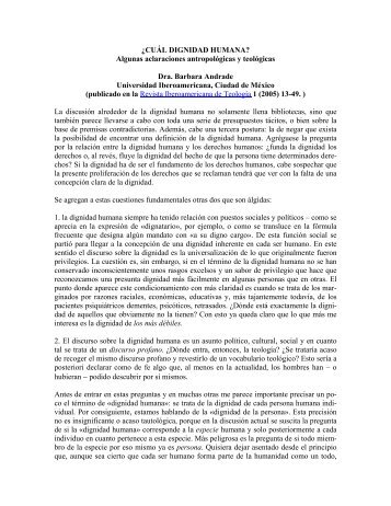 ¿CUÁL DIGNIDAD HUMANA? - Universidad Iberoamericana