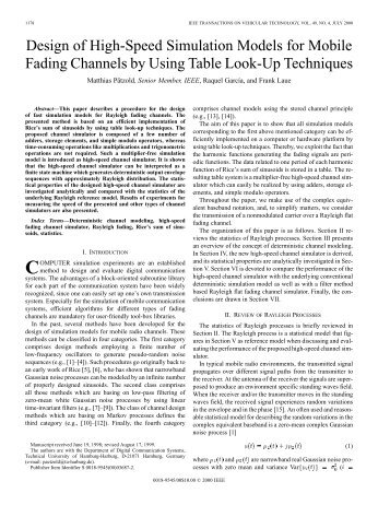 Design of high-speed simulation models for mobile fading channels ...