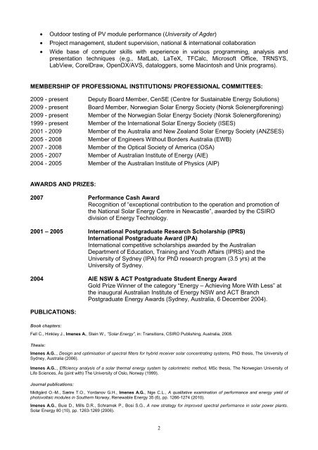 CURRICULUM VITAE â ANNE GERD IMENES Name