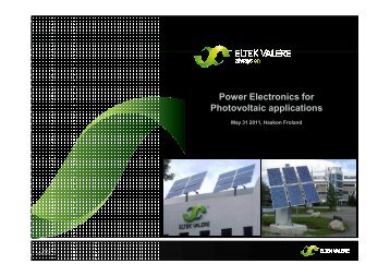 Power Electronics for Photovoltaic applications