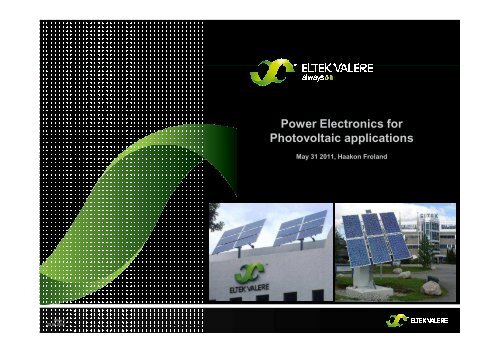 Power Electronics for Photovoltaic applications