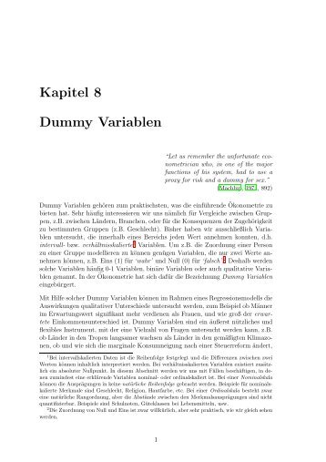 Kapitel 9 Dummy Variablen