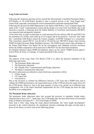 Long Trains test bench Following the American growing ... - UIC