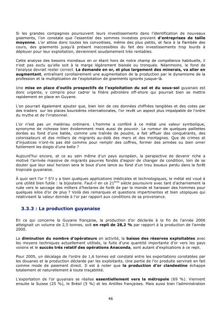 Or vert contre or jaune Quel avenir pour la Guyane - ComitÃ© franÃ§ais ...