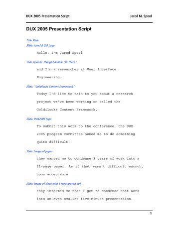 DUX 2005 Presentation Script - User Interface Engineering