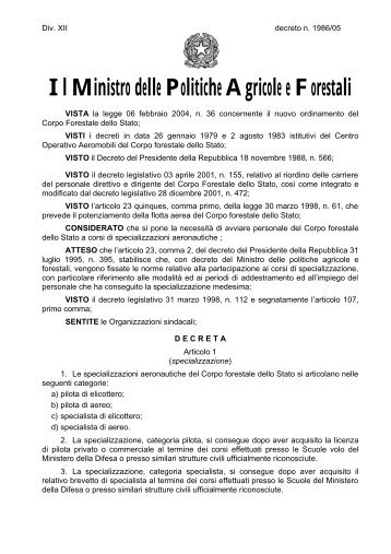 DECRETO MINISTERIALE MiPAAF del 16 febbraio 2005 - Uil Cfs