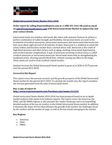 Global Intracranial Stents Market Forecast 2018 & Analysis