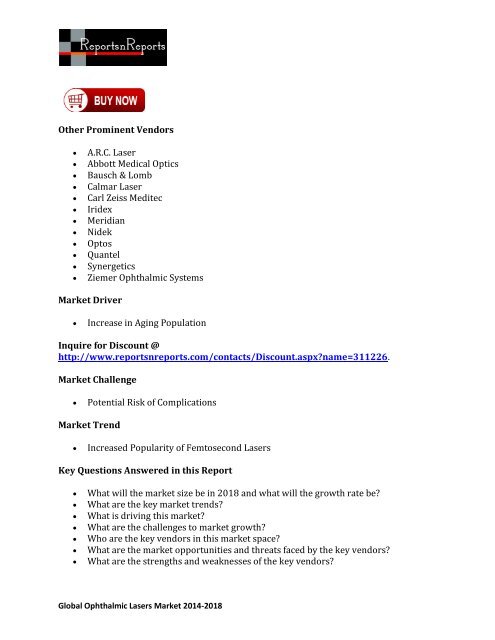 2018 Global Ophthalmic Lasers Market : Drivers, Trends & Growth Analysis
