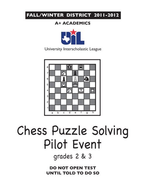 UIL Sample 2016.pdf - UIL Chess Puzzle Solving—Sample Questions January  2016 How to read and answer questions To answer the questions on this test