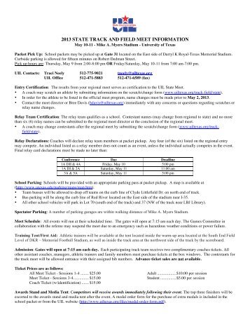 2013 Track and Field Participant School Information