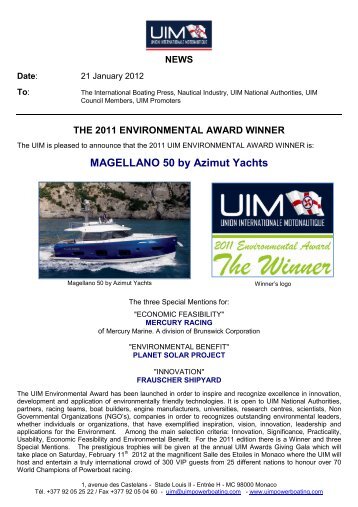 2011 UIM Environmental Award Winner-Announcement