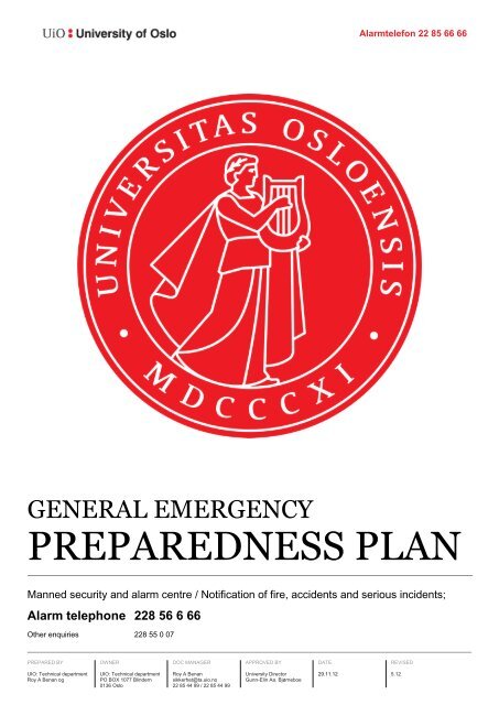 General emergency preparedness plan