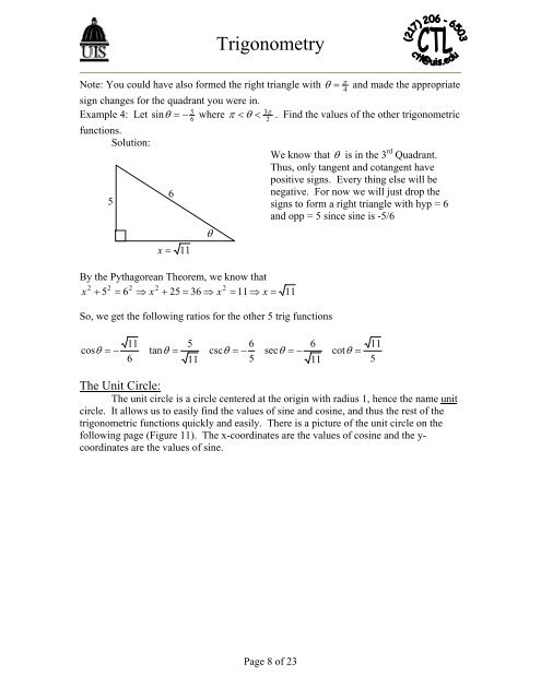 Trigonometry Handout