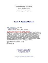 Cecil A. Partee Memoir - University of Illinois Springfield