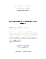Hella Maria Hochstadter Holman Memoir - University of Illinois ...