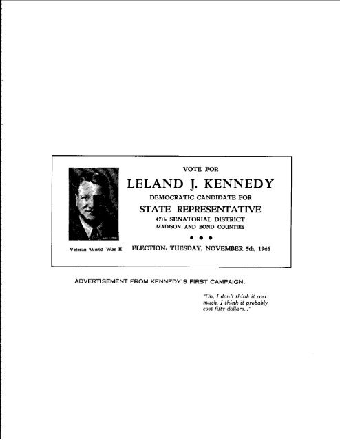 Leland J. Kennedy Memoir - University of Illinois Springfield