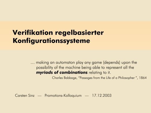 Verifikation regelbasierter Konfigurationssysteme