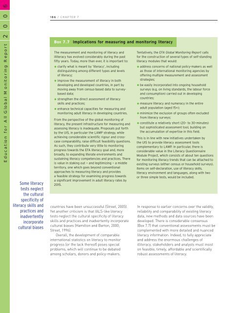 literacy for life; EFA global monitoring report, 2006 - Institut de ...