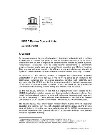 ISCED Review Concept Note