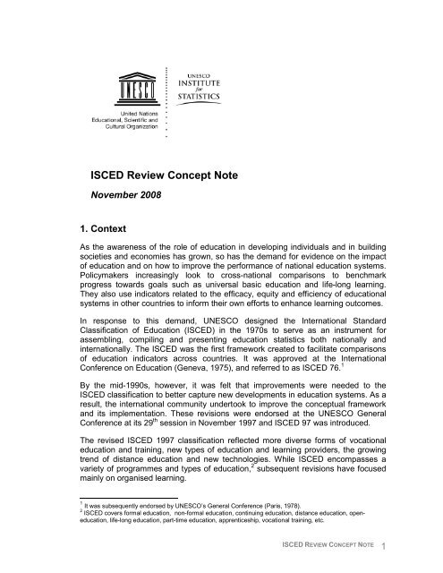 ISCED Review Concept Note